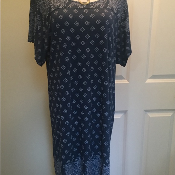 Lucky Brand scoop neck blue printed tee dress - Picture 4 of 8